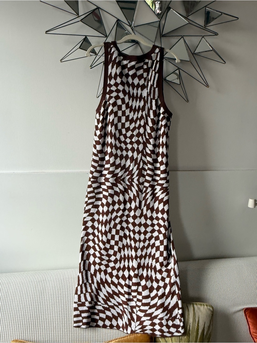 wild fable Brown and White Geometric Maxi Dress